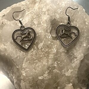 Year Of The Horse Bronze Chinese Zodiac Heart Earrings Equestrian Western -New
